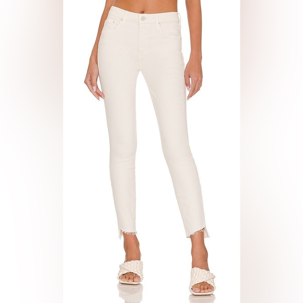 Mother The Looker Ankle Step Fray Cream Wash Skinny Jeans Size 29